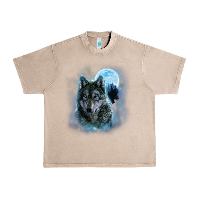 T Shirt, Grey Wolf Hunting Ground, Icy Moon, Forest, Galaxy Urban Heavy Tee by linhVisuals | Teevron