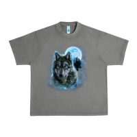 Tornado t shirt, grey wolf hunting ground, icy moon, forest, galaxy Urban Heavy Tee - linhVisuals