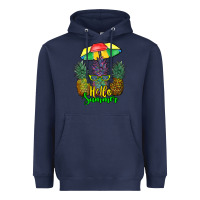 Navy hello summer pineapples Heavyweight Hoodie - RanaPortraitStore