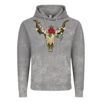 Cloud Rock bull skull with rose and flowers Vintage Hoodie - Artiststas