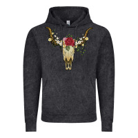 Vintage Black bull skull with rose and flowers Vintage Hoodie - Artiststas