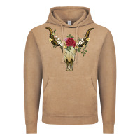 Vintage Coffee bull skull with rose and flowers Vintage Hoodie - Artiststas