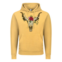 Vintage Mustard bull skull with rose and flowers Vintage Hoodie - Artiststas