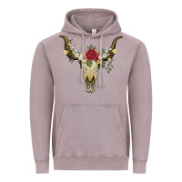 Vintage Zinc bull skull with rose and flowers Vintage Hoodie - Artiststas