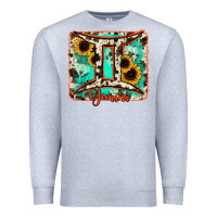 Heather Grey gemini turquoise cowhide Premium Sweatshirt - RanaPortraitStore