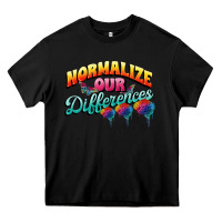 Black Normalize our differences Autism Heavy Core Tee - FaDigitalArtStudio