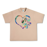 Burro dog paw print tie dye rainbow dog lover rescue retro 70s t shirt Urban Heavy Tee - linhVisuals