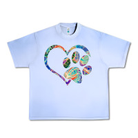 Grape Ice dog paw print tie dye rainbow dog lover rescue retro 70s t shirt Urban Heavy Tee - linhVisuals