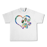 Lunar Rock dog paw print tie dye rainbow dog lover rescue retro 70s t shirt Urban Heavy Tee - linhVisuals