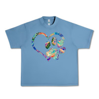 Pebble Blue dog paw print tie dye rainbow dog lover rescue retro 70s t shirt Urban Heavy Tee - linhVisuals