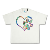 Pistachio dog paw print tie dye rainbow dog lover rescue retro 70s t shirt Urban Heavy Tee - linhVisuals