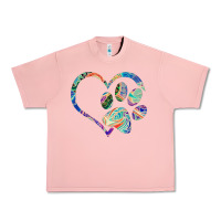 Salmon dog paw print tie dye rainbow dog lover rescue retro 70s t shirt Urban Heavy Tee - linhVisuals
