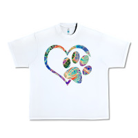 Dog Paw Print Tie Dye Rainbow Dog Lover Rescue Retro 70s T Shirt Urban Heavy Tee | Teevron