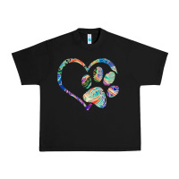 Black dog paw print tie dye rainbow dog lover rescue retro 70s t shirt Urban Heavy Tee - linhVisuals