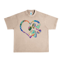 French Oak dog paw print tie dye rainbow dog lover rescue retro 70s t shirt Urban Heavy Tee - linhVisuals