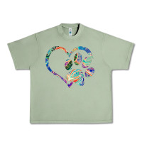 Oil Green dog paw print tie dye rainbow dog lover rescue retro 70s t shirt Urban Heavy Tee - linhVisuals
