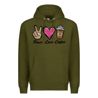 Army Green peace love coffee Premium Hoodie - Jasminsmagicworld