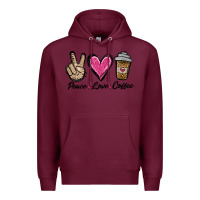 Burgundy peace love coffee Premium Hoodie - Jasminsmagicworld