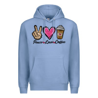 Colony Blue peace love coffee Premium Hoodie - Jasminsmagicworld