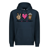 Navy peace love coffee Premium Hoodie - Jasminsmagicworld