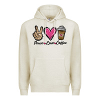 Oatmeal Heather peace love coffee Premium Hoodie - Jasminsmagicworld