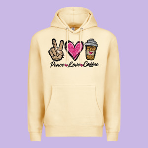 Peace Love Coffee Premium Hoodie Designed By Jasminsmagicworld