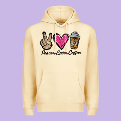 Peace Love Coffee Premium Hoodie Designed By Jasminsmagicworld