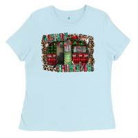 Baby Blue merry christmas caravan Ladies Tee - CowhideDigitalArt