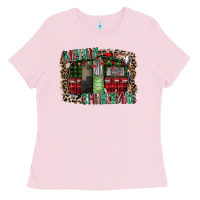 Bubblegum Pink merry christmas caravan Ladies Tee - CowhideDigitalArt
