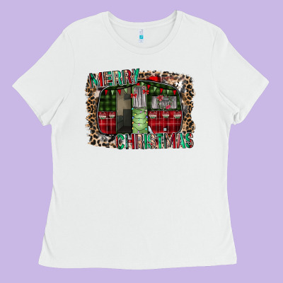 Merry Christmas Caravan Ladies Tee Designed By Cowhidedigitalart
