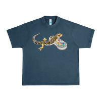 Midnight Navy leopard gecko playing video game lizard & reptiles gamers t shirt Urban Heavy Tee - linhVisuals