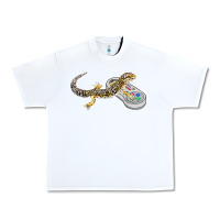 White leopard gecko playing video game lizard & reptiles gamers t shirt Urban Heavy Tee - linhVisuals