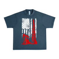 Midnight Navy oilfield shirt   us flag oil rig shirt Urban Heavy Tee - linhVisuals