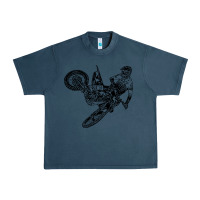 Midnight Navy Eli Tomac Jump Illustration Urban Heavy Tee - linhVisuals