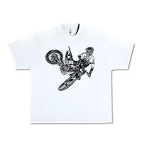 White Eli Tomac Jump Illustration Urban Heavy Tee - linhVisuals