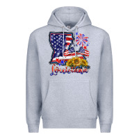 Heather Grey 4th of july  louisiana map Premium Hoodie - BarkalooDesign