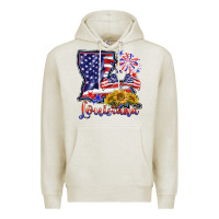 Oatmeal Heather 4th of july  louisiana map Premium Hoodie - BarkalooDesign