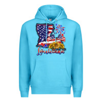 Ocean Blue 4th of july  louisiana map Premium Hoodie - BarkalooDesign