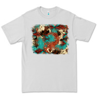 Dove Grey aztec turquoise glitter cowhide  tooled leather ba Premium Tee - FaDigitalArtStudio