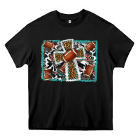 Black football cross aztec leopard background Heavy Core Tee - RanaPortraitStore