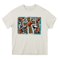 Cream football cross aztec leopard background Heavy Core Tee - RanaPortraitStore