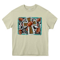 Mossy football cross aztec leopard background Heavy Core Tee - RanaPortraitStore