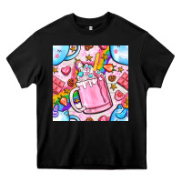 Black unicorn coffe cup and star with rainbow seamless pattern bbs Heavy Core Tee - BundleAndBundleShop