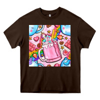 Chocolate Brown unicorn coffe cup and star with rainbow seamless pattern bbs Heavy Core Tee - BundleAndBundleShop