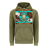 Vintage Olive bull skull and turquoise cowhide tumbler Vintage Hoodie - Artiststas