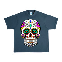 Midnight Navy sugar skull Urban Heavy Tee - linhVisuals