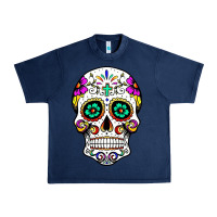 Navy sugar skull Urban Heavy Tee - linhVisuals