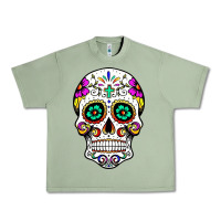 Oil Green sugar skull Urban Heavy Tee - linhVisuals