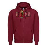 Burgundy Nana Lady Of Guadalupe Zipper Hoodie - Jasminsmagicworld