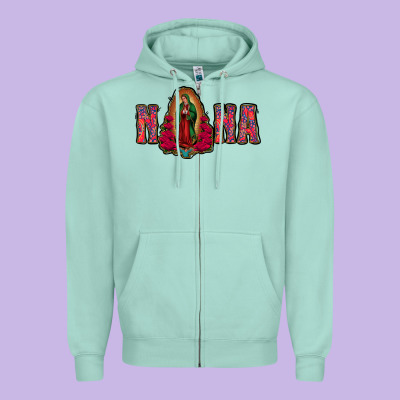 Nana Lady Of Guadalupe Zipper Hoodie Designed By Jasminsmagicworld